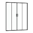 AURLANE - Porte de douche Double Coulissant 160x200 cm - Verre transparent - Profilé Noir - CRUSH - vignette