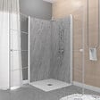 AURLANE - Portes de Douche en Angle 80x80x190 cm - Motifs carrés - Profilés Blanc - WHITE CUBE - vignette