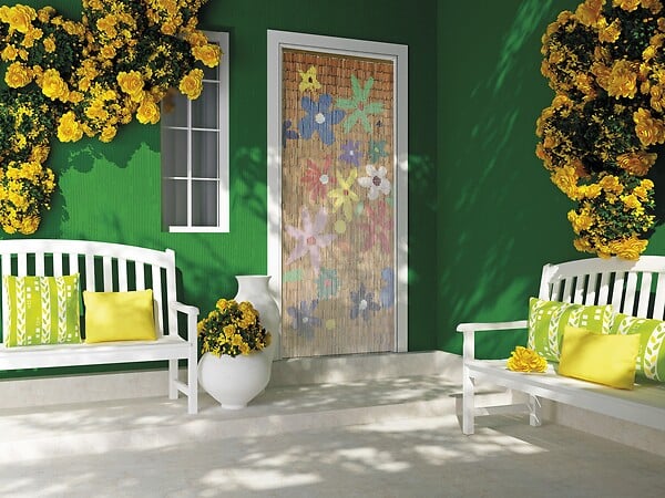 MOREL - Rideau de porte bambou Flower Power 90x200 cm - large