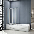 AICA SANITAIRE - Pare-baignoire 100x140cm à 4 volets, paroi pivotante et pliante 180°, écran de douche en 4mm verre securit et transparent - vignette