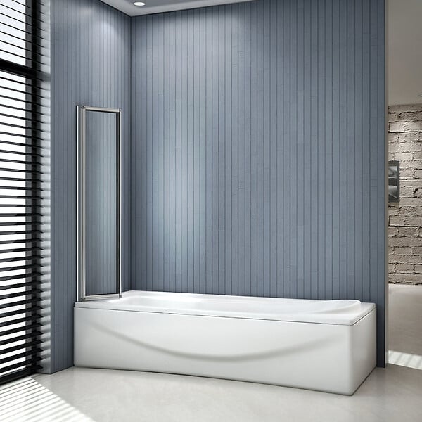 AICA SANITAIRE - Pare-baignoire 100x140cm à 4 volets, paroi pivotante et pliante 180°, écran de douche en 4mm verre securit et transparent - large