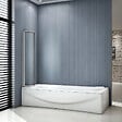 AICA SANITAIRE - Pare-baignoire 100x140cm à 4 volets, paroi pivotante et pliante 180°, écran de douche en 4mm verre securit et transparent - vignette