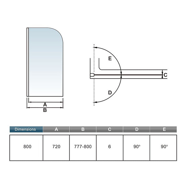 AICA SANITAIRE - Pare-baignoire 80x140cm en 6mm verre anticalcaire écran paroi de baignoire pivotant à 180°Hauteur 140cm - large