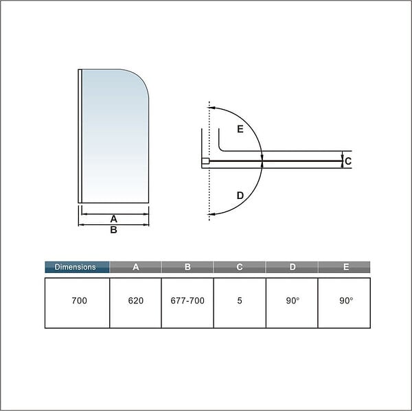 AICA SANITAIRE - Pare-baignoire 70x130cm en 5mm verre anticalcaire écran paroi de baignoire pivotant à 180°Hauteur 130cm - large