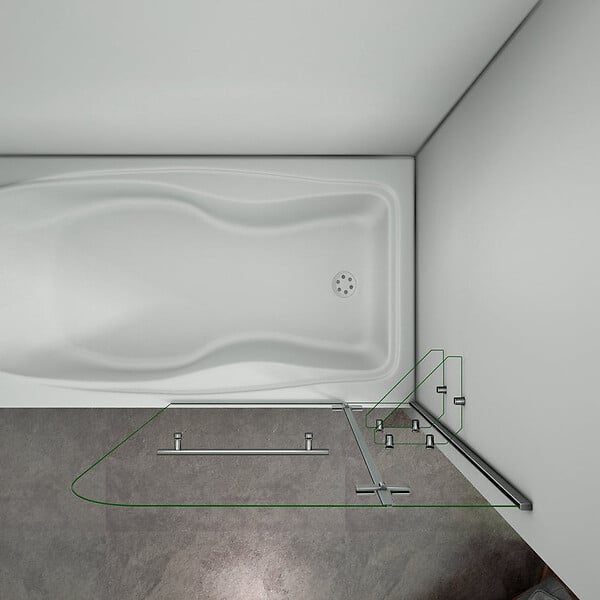 AICA SANITAIRE - Pare-baignoire pivotant 120x140cm écran de baignoire pivotant à 90°， paroi de baignoire ne verre securit, avec porte-serviette, 2 étagères - large