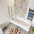 AICA SANITAIRE - Pare-baignoire 100x140cm paroi pivotante 180° en verre trempé clair écran de douche avec porte-serviette et 2 étagères - vignette
