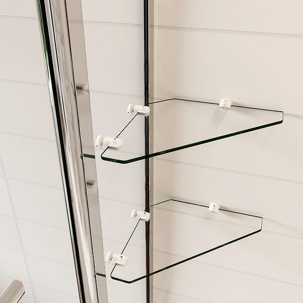AICA SANITAIRE - Pare-baignoire 100x140cm paroi pivotante 180° en verre trempé clair écran de douche avec porte-serviette et 2 étagères - large