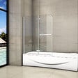 AICA SANITAIRE - Pare-baignoire 100x140cm paroi pivotante 180° et pliante, écran de baignoire en 6mm verre anticalcaire avec poignée en Inox - vignette