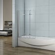 AICA SANITAIRE - Pare-baignoire 130cm Hauteur 140cm, paroi de baignoire pivotante et pliante, 3 volets, écran de douche en verre anticalcaire - vignette