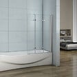 AICA SANITAIRE - Pare-baignoire 130cm Hauteur 140cm, paroi de baignoire pivotante et pliante, 3 volets, écran de douche en verre anticalcaire - vignette