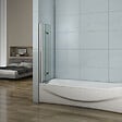 AICA SANITAIRE - Pare-baignoire 130cm Hauteur 140cm, paroi de baignoire pivotante et pliante, 3 volets, écran de douche en verre anticalcaire - vignette