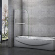 AICA SANITAIRE - Pare-baignoire 70x130cm pivotant 180° en verre trempé écran paroi de baignoire avec porte-serviette - vignette