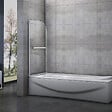 AICA SANITAIRE - Pare-baignoire 70x130cm pivotant 180° en verre trempé écran paroi de baignoire avec porte-serviette - vignette