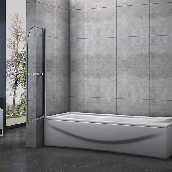 AICA SANITAIRE - Pare-baignoire 70x130cm pivotant 180° en verre trempé écran paroi de baignoire avec porte-serviette - large