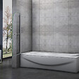 AICA SANITAIRE - Pare-baignoire 70x130cm pivotant 180° en verre trempé écran paroi de baignoire avec porte-serviette - vignette