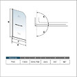 AICA SANITAIRE - Pare-baignoire 70x130cm pivotant 180° en verre trempé écran paroi de baignoire avec porte-serviette - vignette