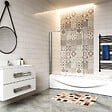 AICA SANITAIRE - Pare-baignoire 100x140cm pivotant et pliant, écran de douche à 2 volets paroi de baignoire en verre securit clair et anticalcaire - vignette
