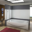 AICA SANITAIRE - Pare-baignoire 100x140cm pivotant à 180°, écran paroi de baignoire en verre 5mm trempé et anticalcaire avec porte-serviette - vignette