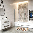 AICA SANITAIRE - Pare-baignoire 120x140cm pivotant et pliant, écran de douche à 2 volets paroi de baignoire en verre securit clair et anticalcaire - vignette