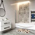 AICA SANITAIRE - Pare-baignoire 120x140cm pivotant et pliant, écran de douche à 2 volets paroi de baignoire en verre securit clair et anticalcaire - vignette