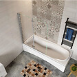 AICA SANITAIRE - Pare-baignoire 120x140cm pivotant et pliant, écran de douche à 2 volets paroi de baignoire en verre securit clair et anticalcaire - vignette