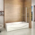 AICA SANITAIRE - Pare-baignoire 100x140cm rectangle paroi pivotante à 240°, écran de douche en verre securit avec 2 étagères - vignette