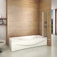 AICA SANITAIRE - Pare-baignoire 100x140cm rectangle paroi pivotante à 240°, écran de douche en verre securit avec 2 étagères - vignette
