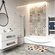 AICA SANITAIRE - Pare-baignoire 90x140cm pivotant et pliant, écran de douche à 2 volets paroi de baignoire en verre securit clair et anticalcaire - vignette