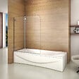 AICA SANITAIRE - Pare-baignoire 120x140cm pivotant et repliable à 180°, écran paroi de baignoire Hauteur 140cm en verre de sécurité - vignette
