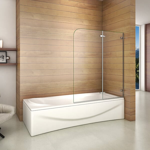 AICA SANITAIRE - Pare-baignoire 120x140cm pivotant et repliable à 180°, écran paroi de baignoire Hauteur 140cm en verre de sécurité - large