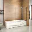 AICA SANITAIRE - Pare-baignoire 120x140cm pivotant et repliable à 180°, écran paroi de baignoire Hauteur 140cm en verre de sécurité - vignette