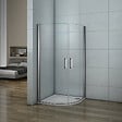 AICA SANITAIRE - Cabine de douche battante 90x90x195cm 1/4 rond, porte de douche pivotante à 180°en verre 6mm securit anticalcaire - vignette