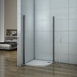 AICA SANITAIRE - Cabine de douche battante 90x90x195cm 1/4 rond, porte de douche pivotante à 180°en verre 6mm securit anticalcaire - vignette