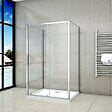 AICA SANITAIRE - Cabine de douche coulissante en forme U 130x90x90x190cm en 5mm verre de sécurité, AICA porte de douche coulissante 130cm + 2 parois latérales - vignette