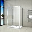 AICA SANITAIRE - Cabine de douche coulissante en forme U 110x70x70x190cm en 5mm verre de sécurité, AICA porte de douche coulissante 110cm + 2 parois latérales - vignette