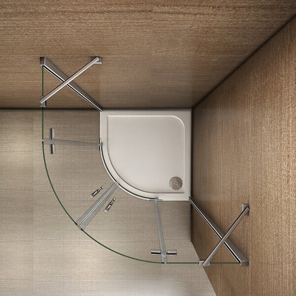 AICA SANITAIRE - Cabine de douche battante 90x90x195cm 1/4 de cercle en verre anticalcaire, porte de douche pivotante à charnières, avec petite barre fixée d'angle - large