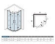 AICA SANITAIRE - Cabine de douche battante 90x90x195cm 1/4 de cercle en verre anticalcaire, porte de douche pivotante à charnières, avec petite barre fixée d'angle - vignette
