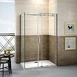 AICA SANITAIRE - Cabine de douche coulissante 140x80x195cm, porte de douche 140cm + paroi latérale, verre 8mm anticalcaire - vignette
