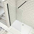 AICA SANITAIRE - Paroi de douche 100x200cm avec barre de fixation 90cm recoupable, profilé noir mat, AICA paroi de douche à l'italienne en 8mm verre securit anticalcaire - vignette