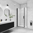 AICA SANITAIRE - Porte de douche pivotante 130x200cm avec un élément fixe Porte de douche noire Hauteur 200cm en 8mm verre anticalcaire - vignette