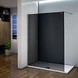 AICA SANITAIRE - Paroi de douche grise 140x200cm avec barre de fixation 90cm en carré, paroi de douche à l'italienne en 8mm verre anticalcaire - vignette