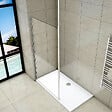 AICA SANITAIRE - Paroi de douche 90x200cm avec barre de fixation au plafond 203-320cm, profilé en chromé, AICA paroi de douche à l'italienne en 8mm verre anticalcaire et securit - vignette