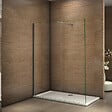 AICA SANITAIRE - Paroi de douche 130x200cm avec barre de fixation 73-120cm en carré, profilé en chromé, AICA paroi de douche à l'italienne en 8mm verre anticalcaire et securit - vignette