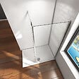 AICA SANITAIRE - Paroi de douche avec retour pivotant fixé 70+25x200cm avec barre de fixation 90cm en carré, AICA paroi de douche à l'italienne en 8mm verre anticalcaire - vignette