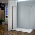 AICA SANITAIRE - Paroi de douche sablé 100x200cm avec barre de fixation 140cm recoupable, paroi de douche à l'italienne en 8mm verre dépoli et anticalcaire - vignette