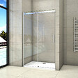 AICA SANITAIRE - Porte de douche coulissante 160x195cm, porte de douche installée en niche, verre de sécurité anticalcaire 8mm, profilé chromé - vignette