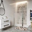 AICA SANITAIRE - Paroi de douche à l'italienne 90+30x200cm avec barre de fixation 140cm en carré, paroi de douche bande central dépoli avec retour pivotant - vignette