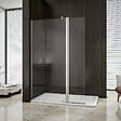 AICA SANITAIRE - Paroi de douche 70+30x200cm avec barre de fixation 140cm en carré, verre 8mm anticalcaire, AICA paroi de douche à l'italienne avec retour pivotant 30cm - vignette