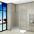 AICA SANITAIRE - Paroi de douche sablé 100x200cm avec barre de fixation au plafond 203-320cm, paroi de douche à l'italienne en 8mm verre dépoli et anticalcaire - vignette