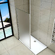 AICA SANITAIRE - Paroi de douche sablé 100x200cm avec barre de fixation au plafond 203-320cm, paroi de douche à l'italienne en 8mm verre dépoli et anticalcaire - vignette